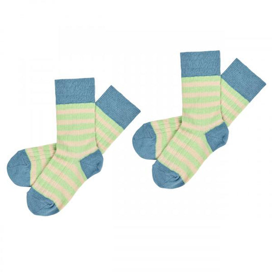 1 Pack Classic Stripe Cotton Crew Socks Washed Indigo Emerald