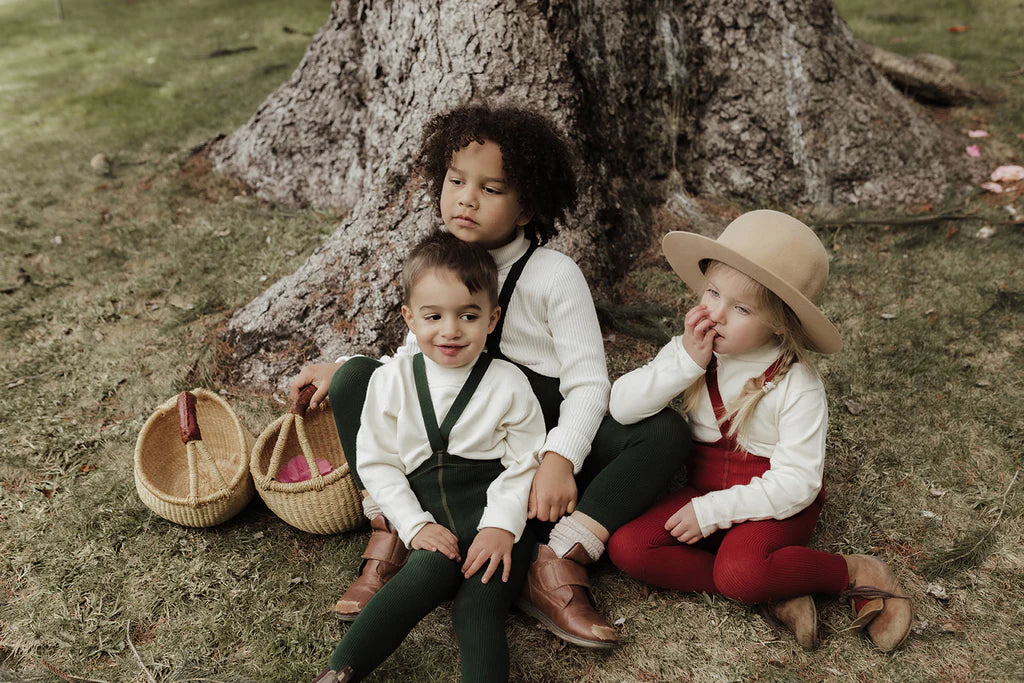 Footless Organic Cotton Tights Dark Forest Green