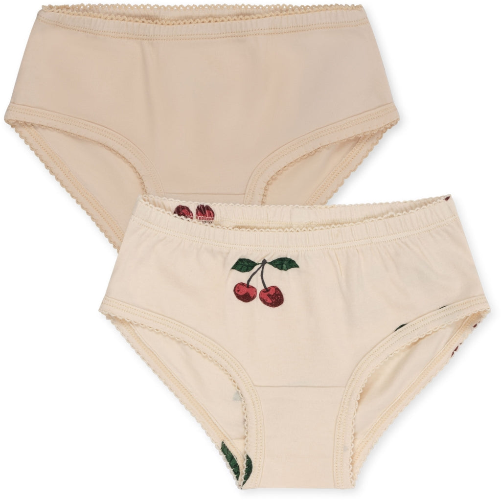 Basic 2 Pack Girl Organic Cotton Underwear Peach Cherry Printed