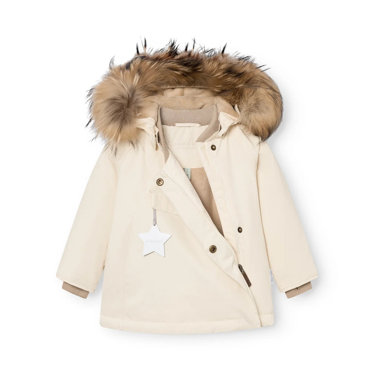 Mini A Ture Fleece Lined Winter Jacket FUR Angora Cream