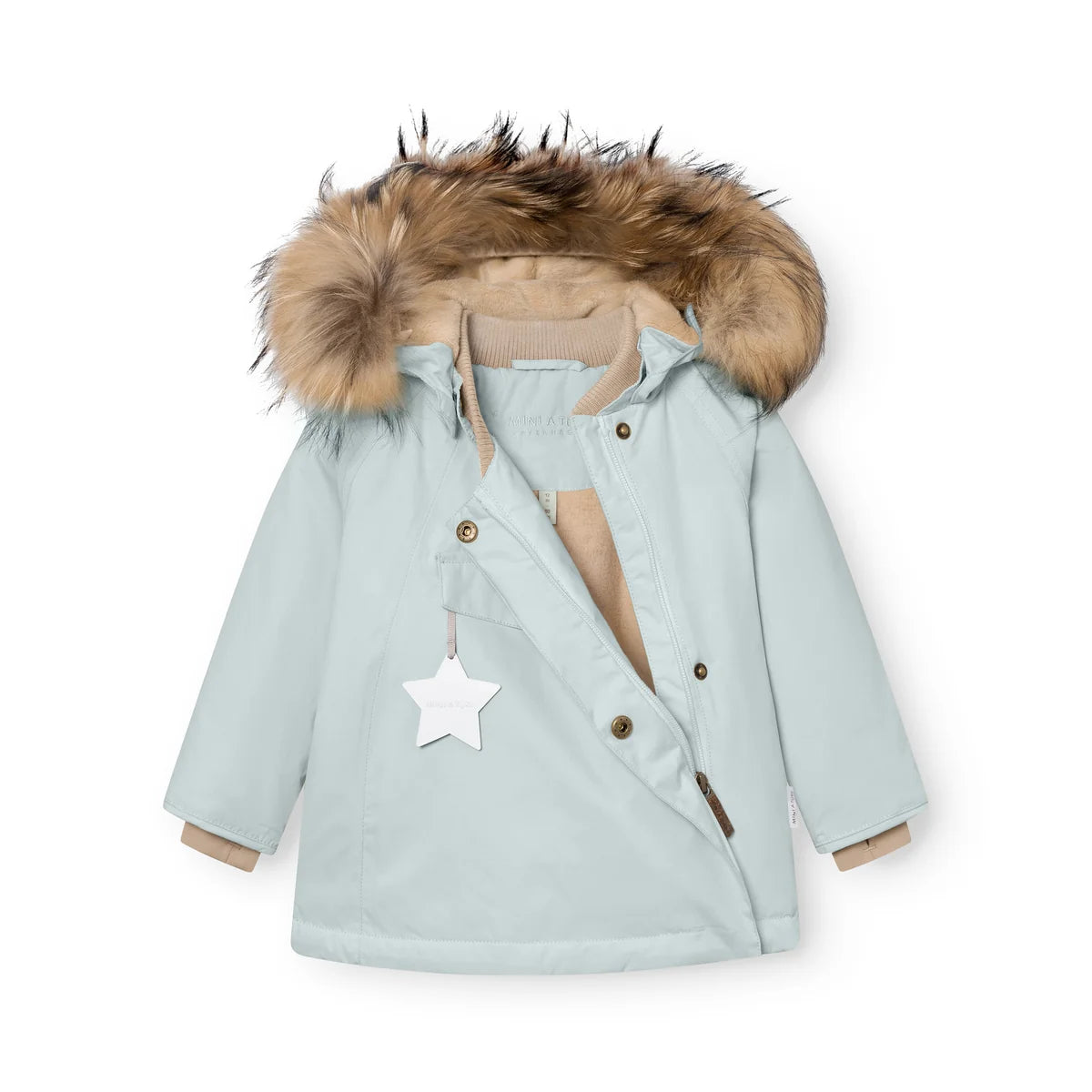 Mini A Ture Fleece Lined Winter Jacket FUR Baby Blue