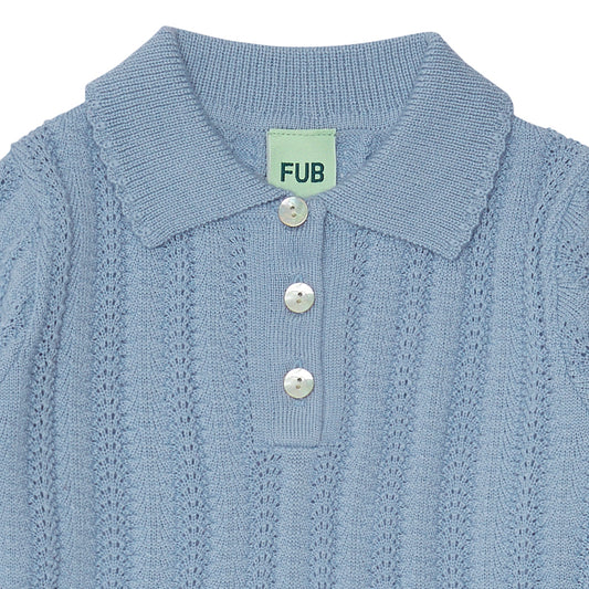 Wool Pointelle Dress Sky