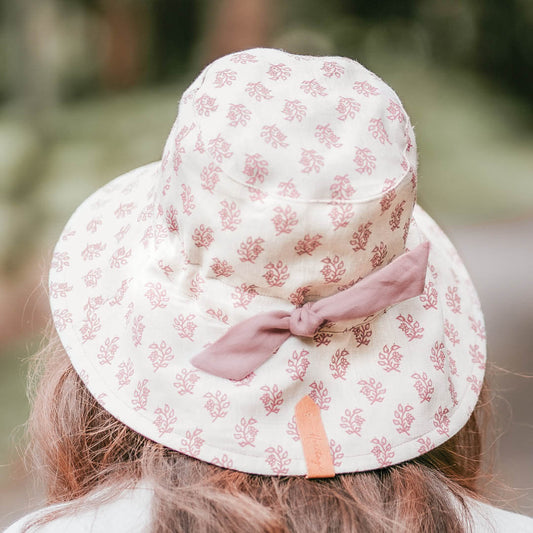 Adult Linen Reversible Summer Bucket Sun Hat Pippa / Rosa