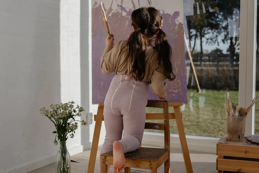 Footless Organic Cotton Tights Creamy Lavender