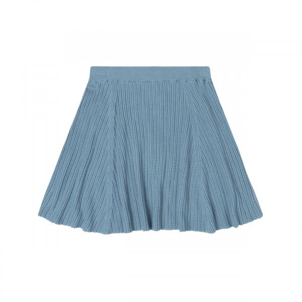Organic Cotton Pointelle Ribbed Knit Skirt Dusty Blue