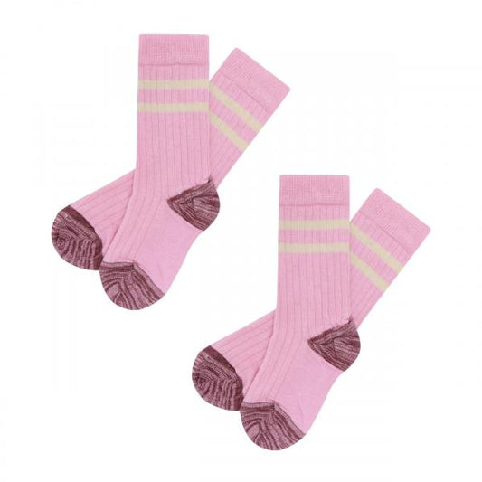 FUB 1 Pack Classic Organic Cotton Stripe Socks Soft Pink