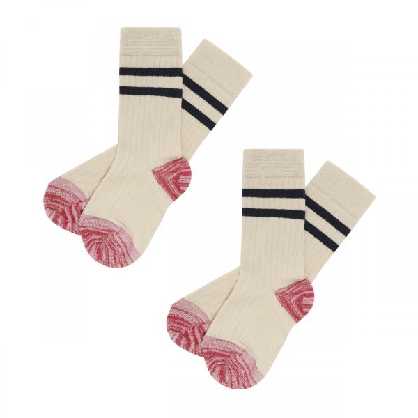 FUB 1 Pack Classic Organic Cotton Stripe Socks Ecru
