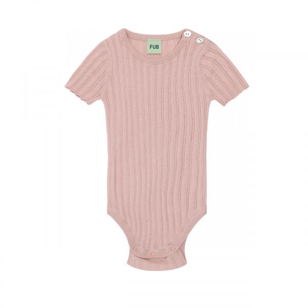 FUB Baby Organic Cotton Rib Bodysuit Knit Romper Short Sleeves Pink
