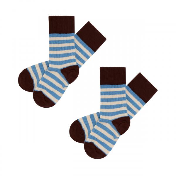FUB 1 Pack Classic Organic Cotton Stripe Socks Sea & Maroon