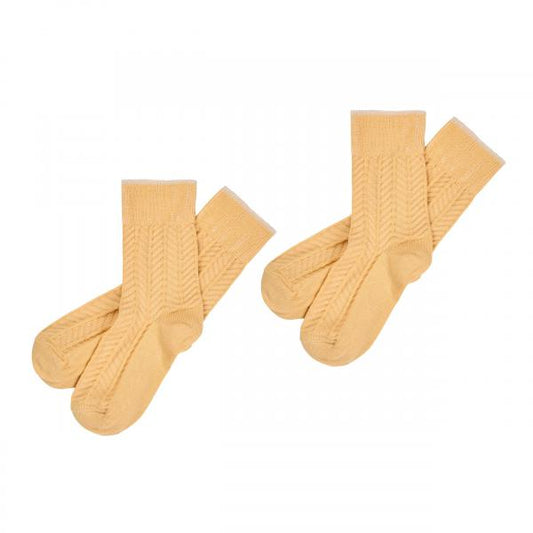 1 Pack Herringbone Cotton Crew Socks Mustard Yellow