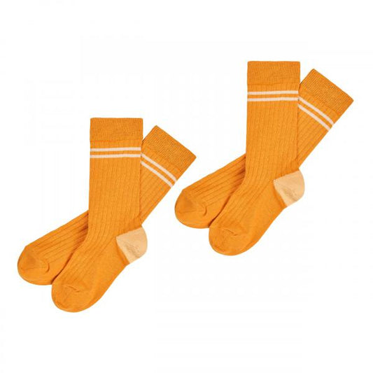 1 Pack Classic Kids Ribbed Crew Stripe Socks Sunflower