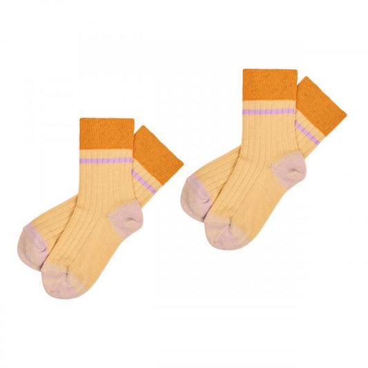 1 Pack Color Block Cotton Ribbed Socks Vanilla