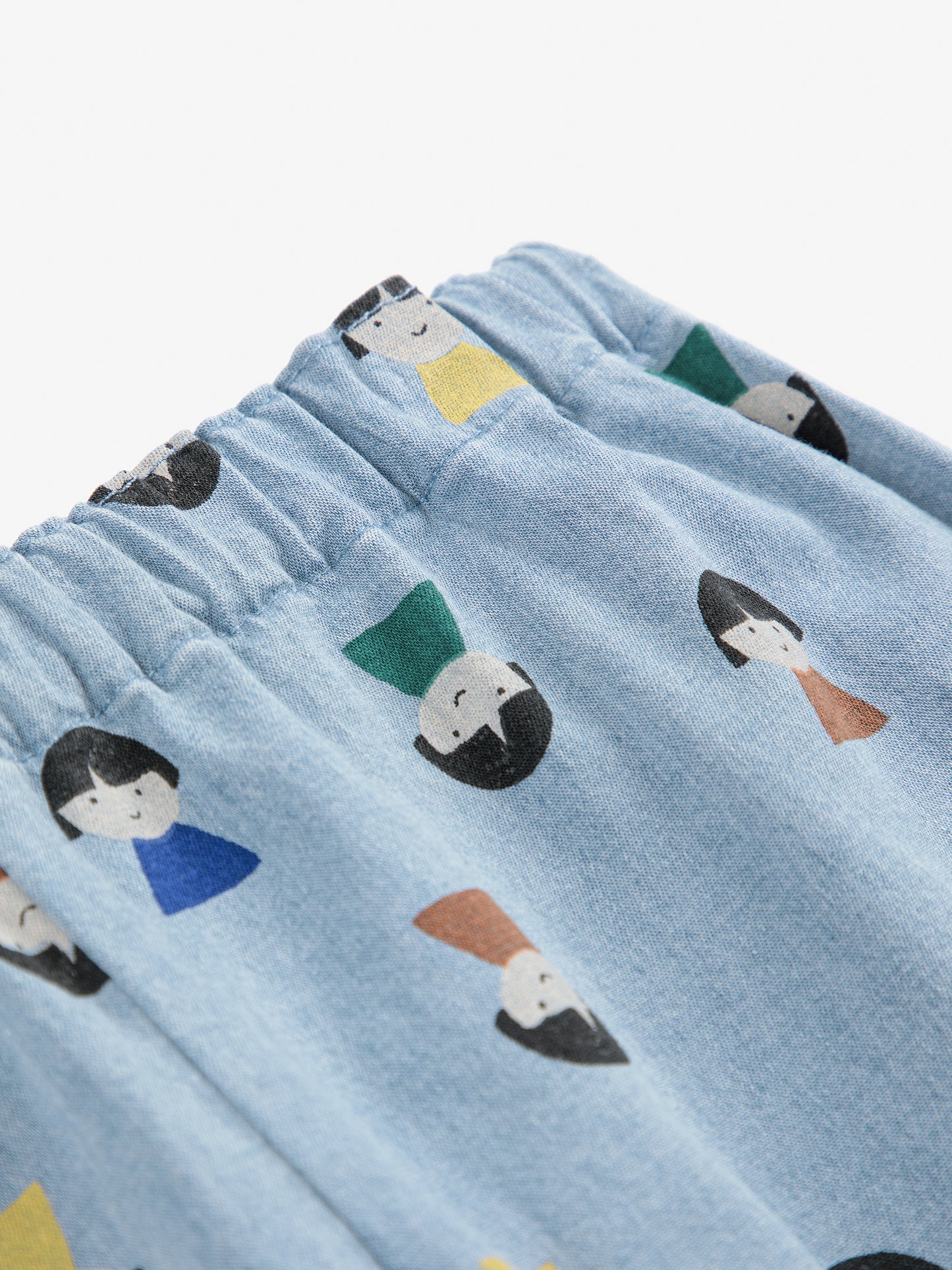 Game Pawns all over light denim Poplin Trousers with Faces Print Light Blue
