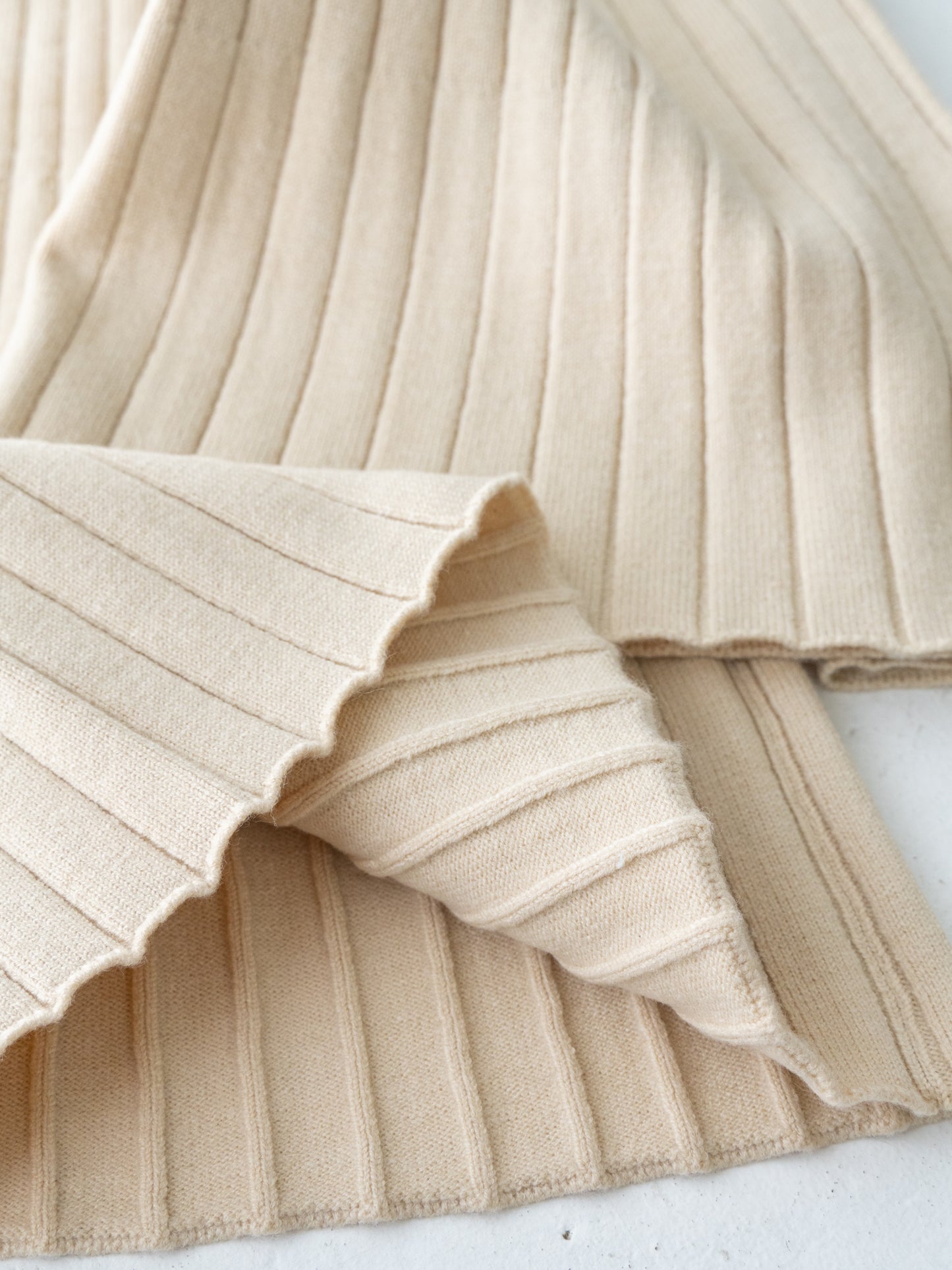 Knit Ribbed Flare Cotton Pants Natural