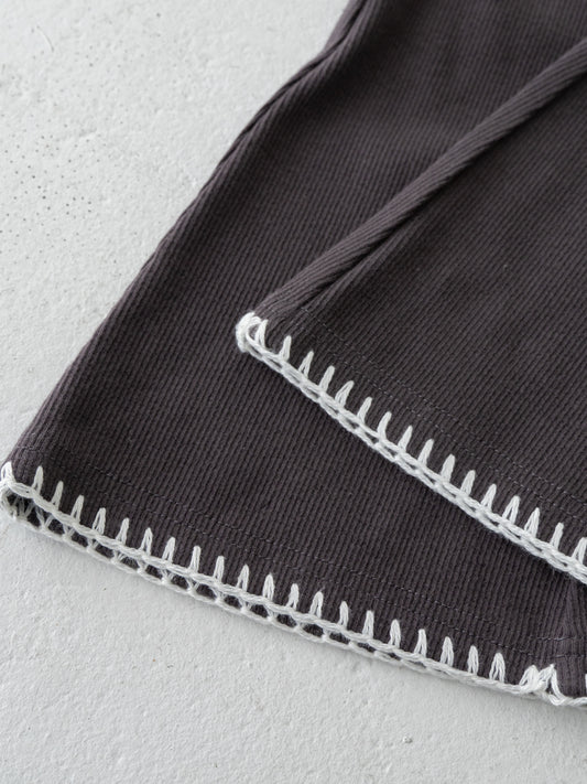 Stitch Flare Cotton Pants Charcoal