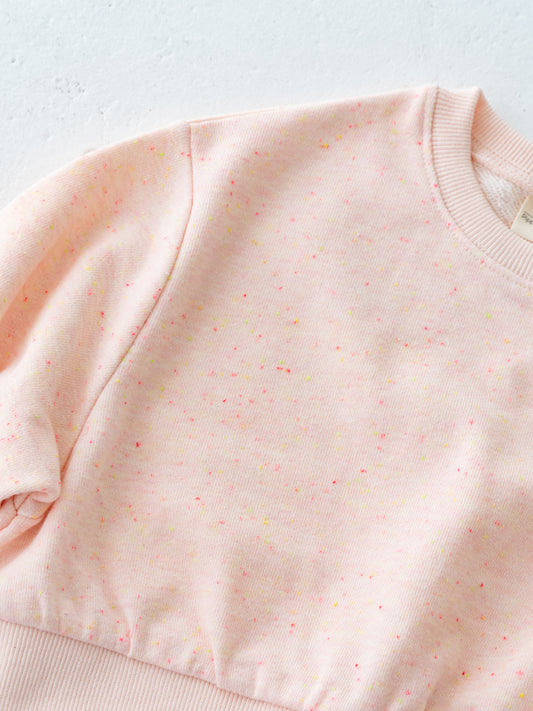 Heart Soft Cotton Pullover Speckled Sweatshirt Pink