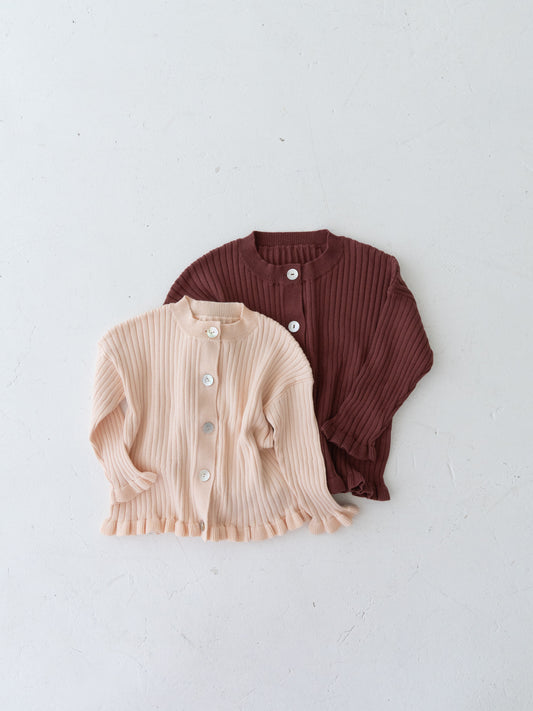 Knit Frill Cotton Cardigan Shell