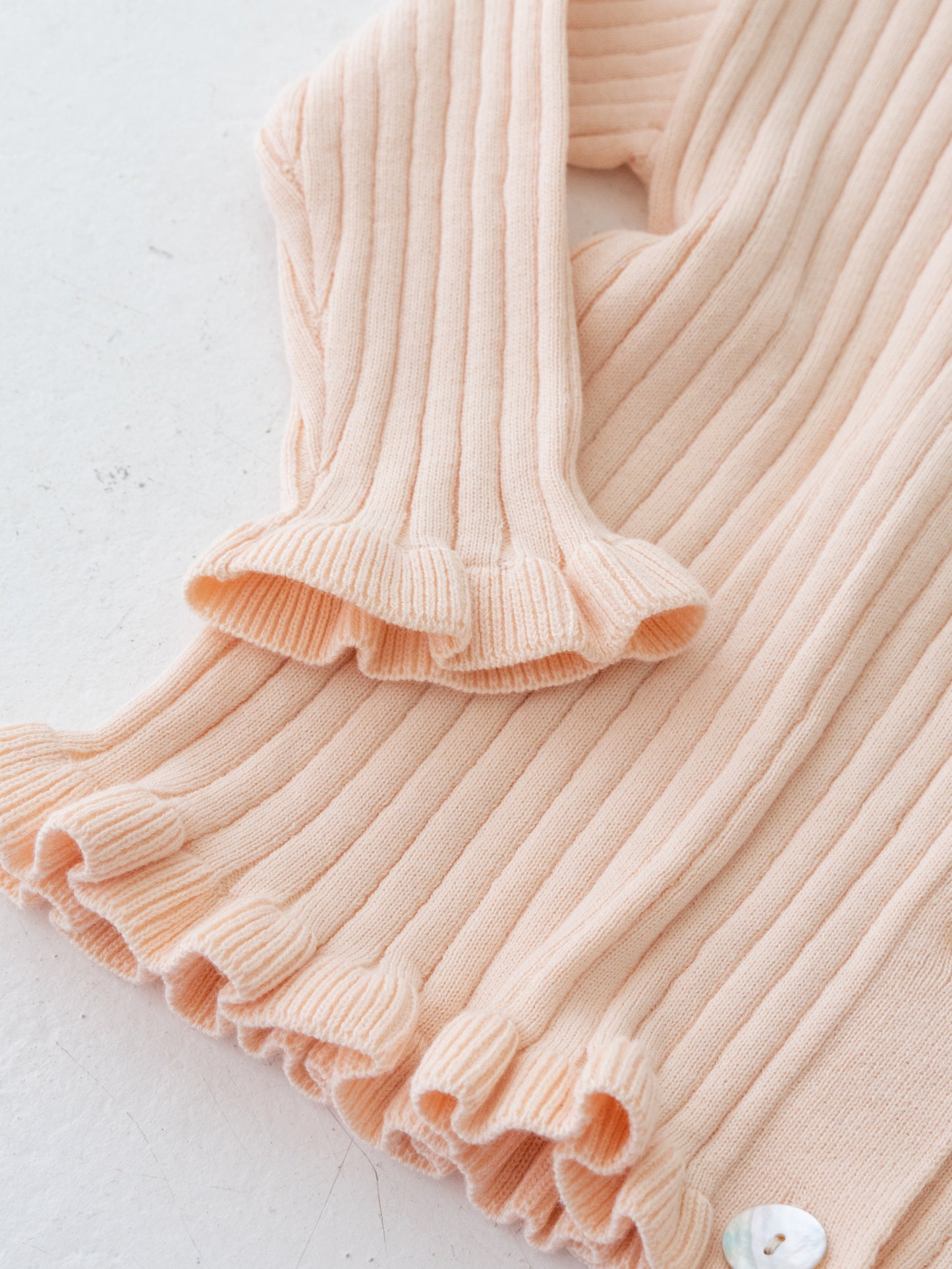 Knit Frill Cotton Cardigan Shell