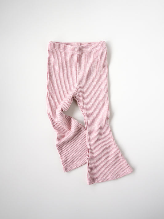 Modal Ribbed Flared Trousers Pink
