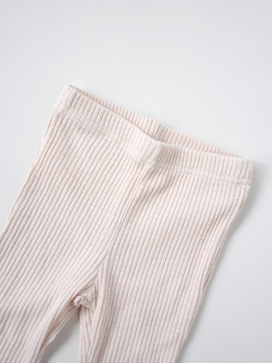 Modal Ribbed Flared Trousers Natural