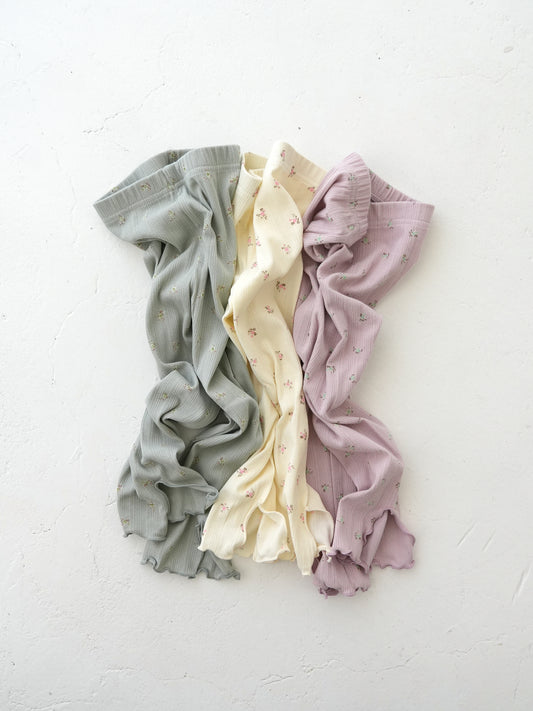 Daisy Flower Ribbed Leggings Pink