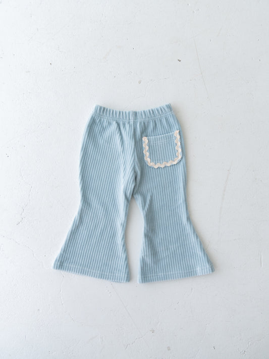 Velour Flare Ribbed Pants Ice Blue