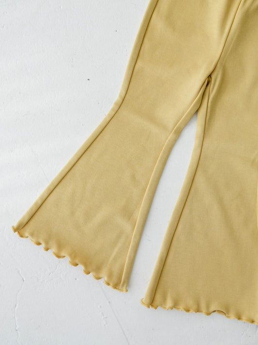 Flare Cotton Summer Trousers Yellow Pear