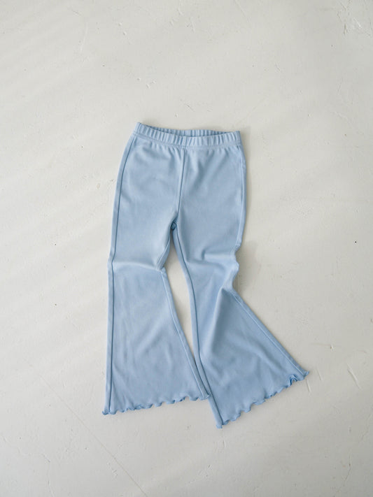 Flare Cotton Summer Trousers Sky Blue