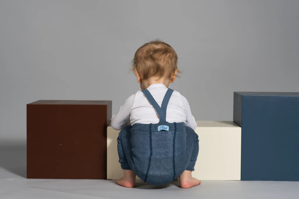 Footless Organic Cotton Tights Steel Blue Blend