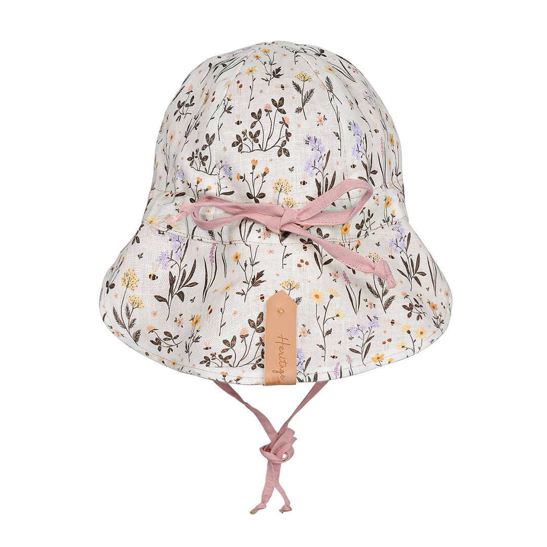 'Lounger' Flap Linen Reversible Sun Hat -Provence / Rosa