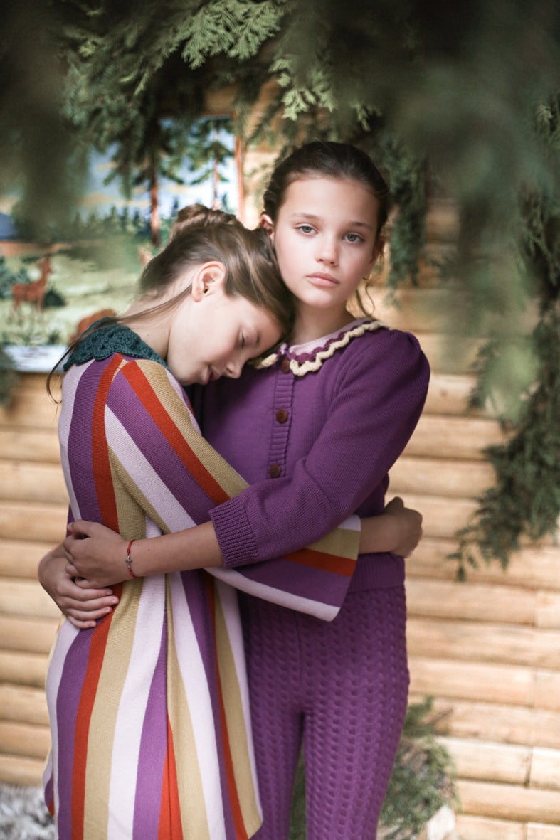 Vivia Handmade Merino Wood Cardigan Grape Kis