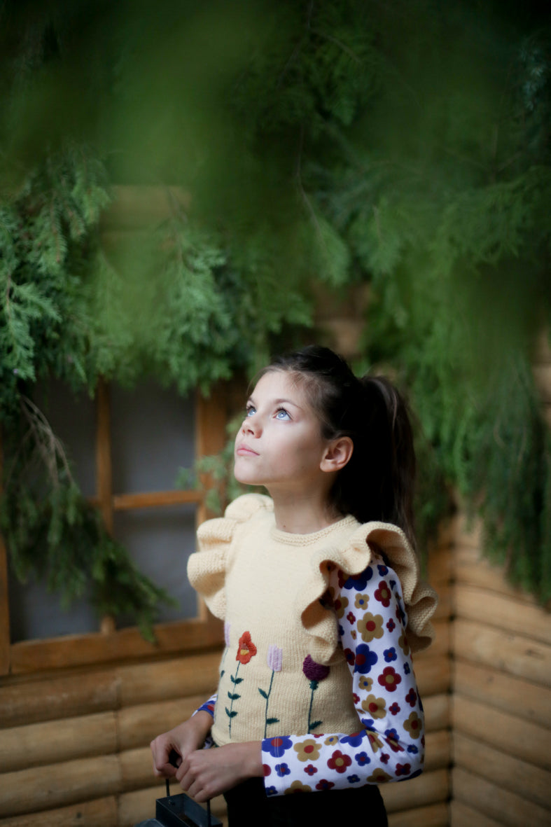 Maya Merino Wool Handmade Knit Vest Top Sunshine