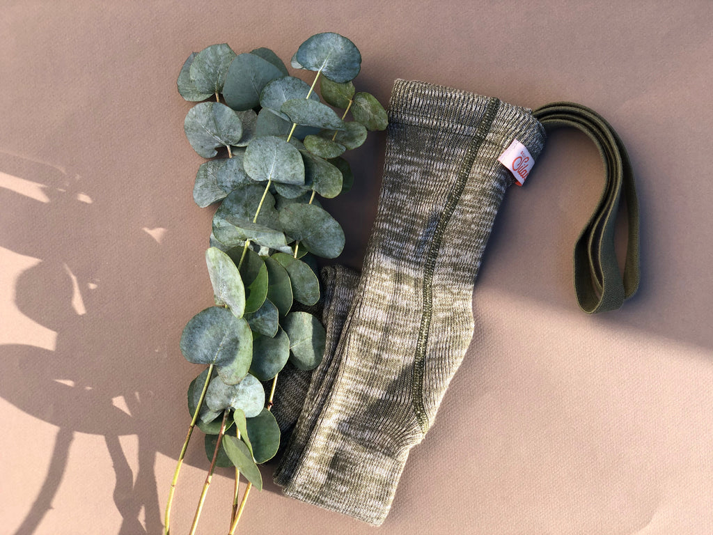 Footless Organic Cotton Tights Creamy Olive