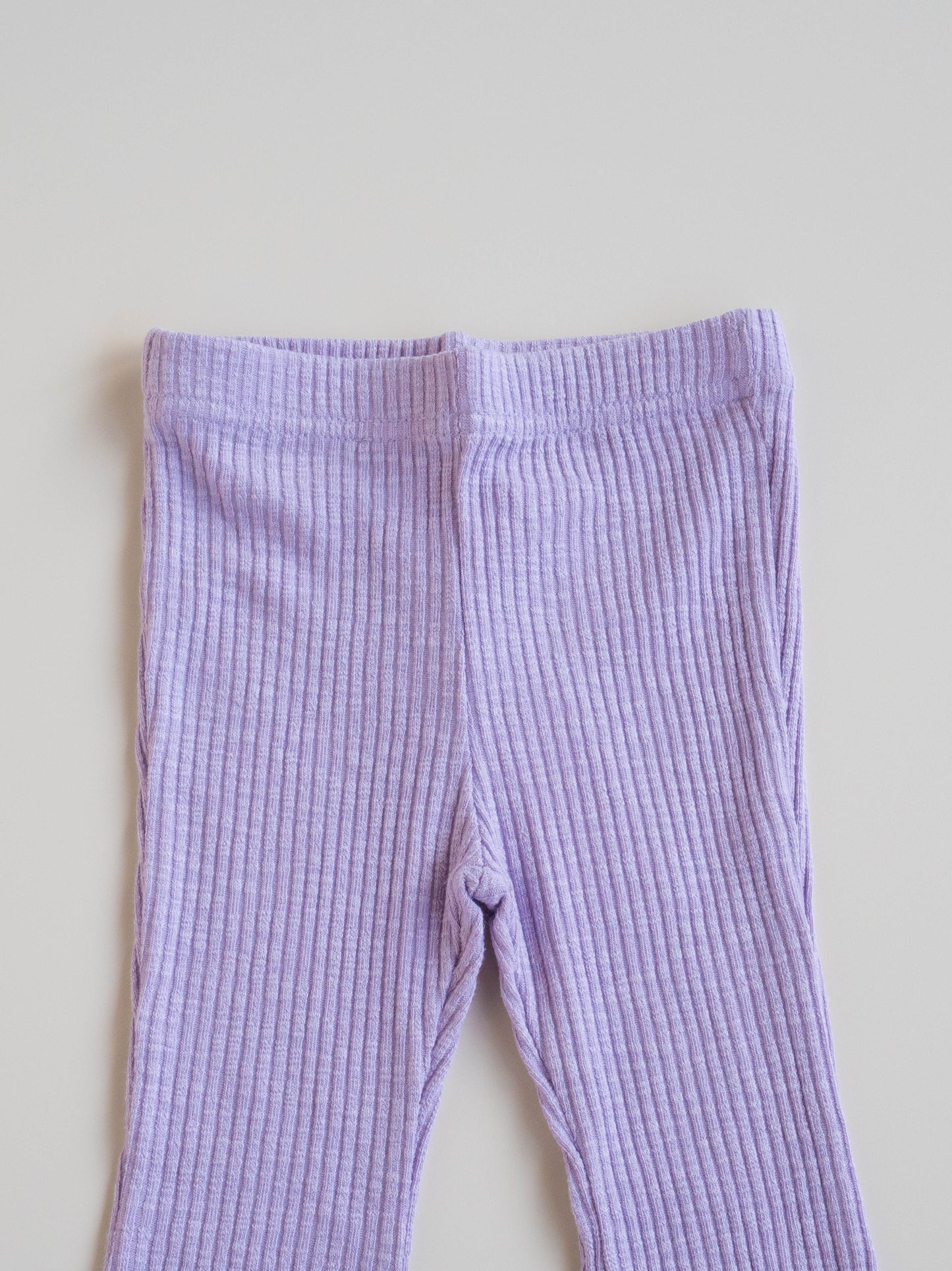 Modal Ribbed Flared Trousers Lilac