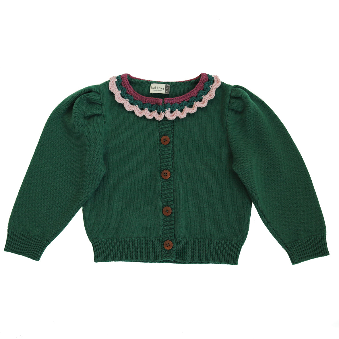 Vivia Handmade Merino Wood Cardigan Green-KALINKA