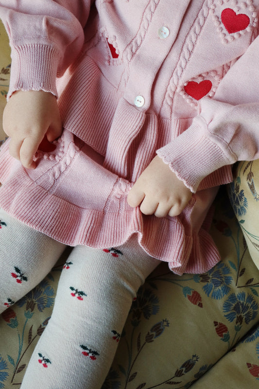 2 Pack JACQUARD Cotton Tights Cherry