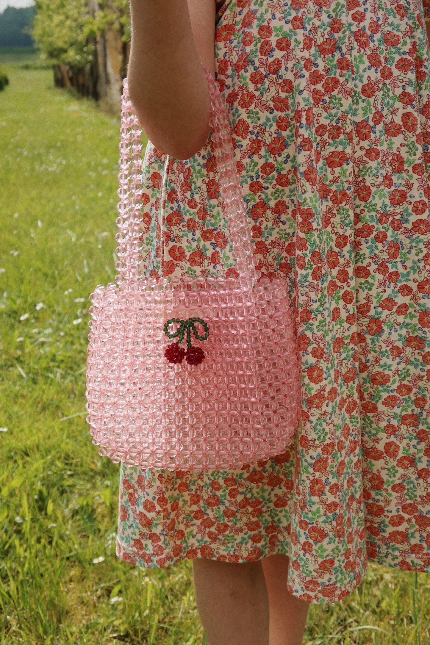 Perla Cherry Beaded Girls Bag