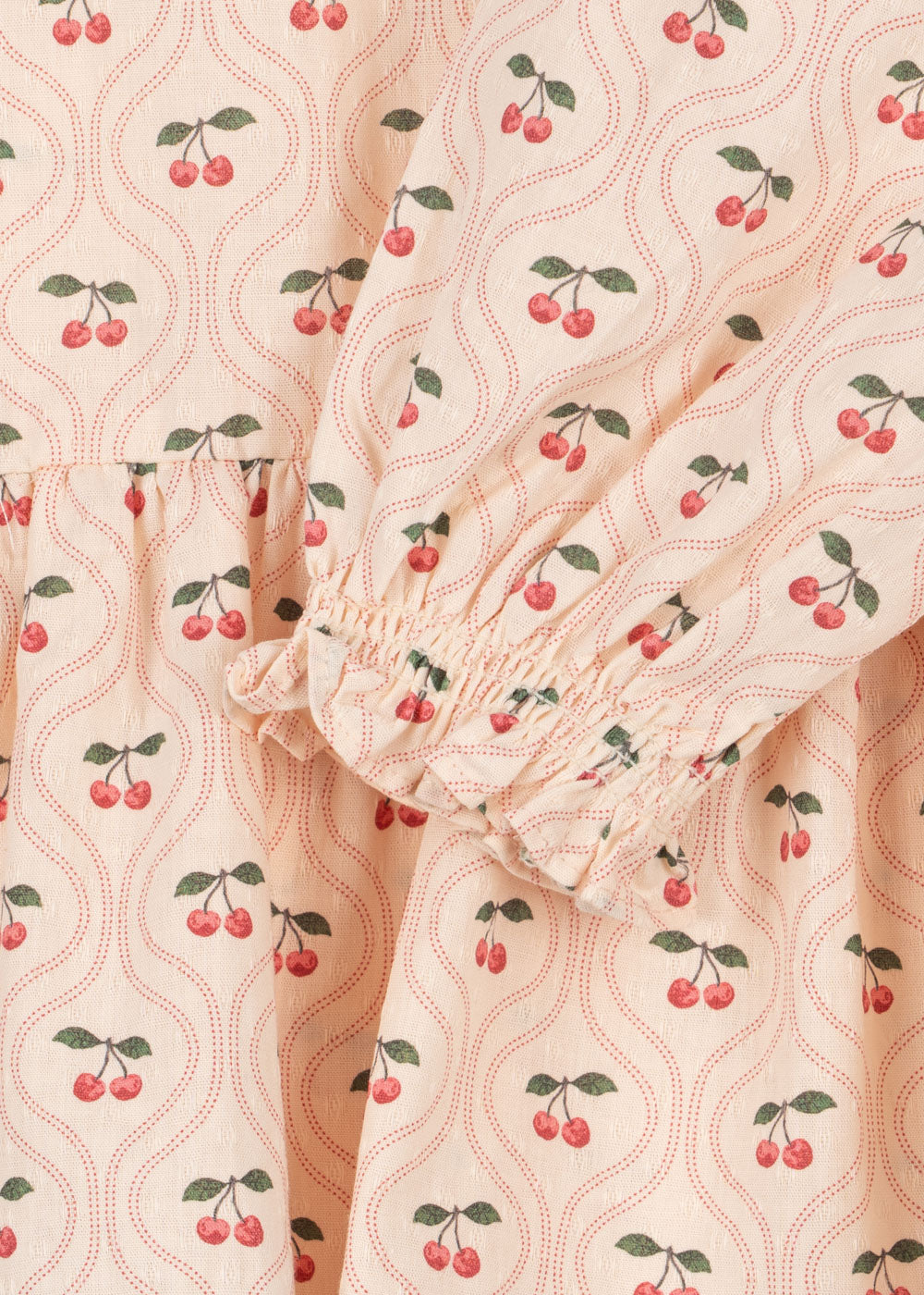 CIANNA Organic Cotton Long Sleeves Cherry Printed Blouse Pale Pink