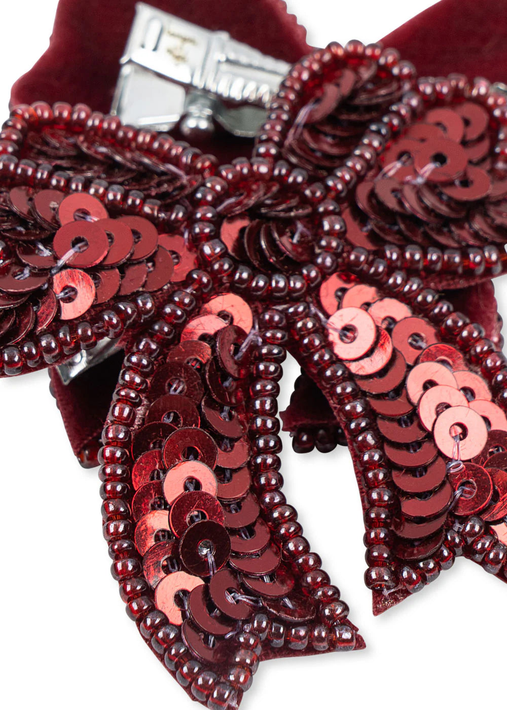 2 Pack Sequin Bow Hair Clip Red