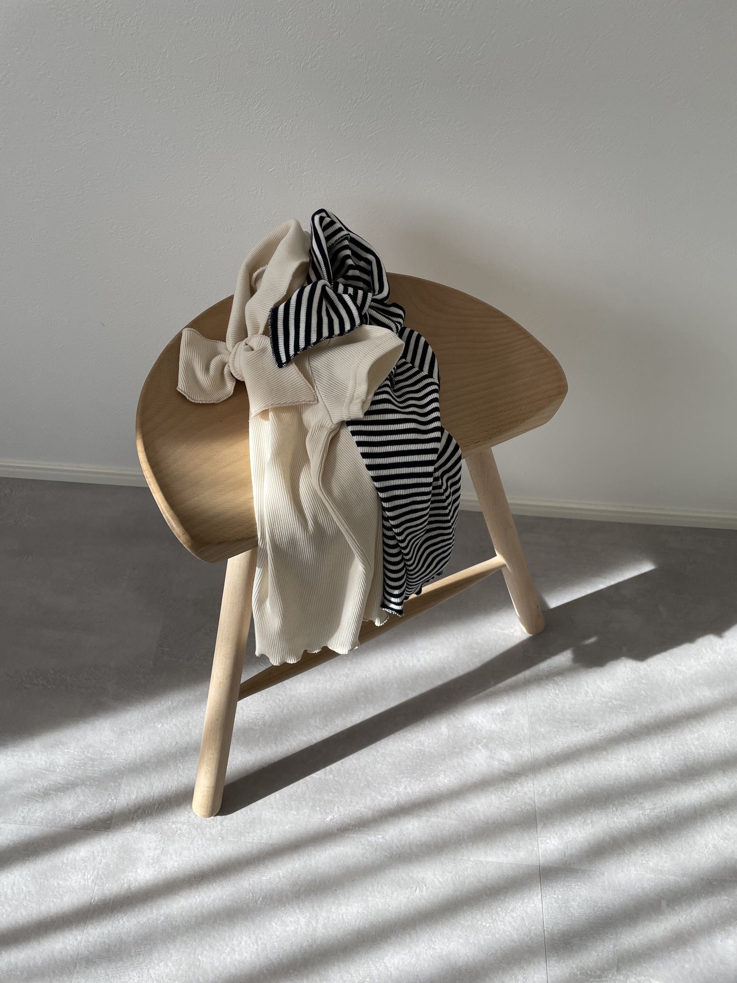 Cotton Bowtie Short Sleeves Strip T Shirt White