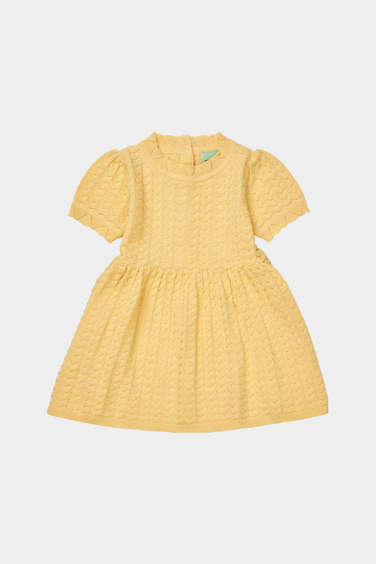 Organic Cotton Scallop Collar Short Sleeves Baby Dress Vanilla