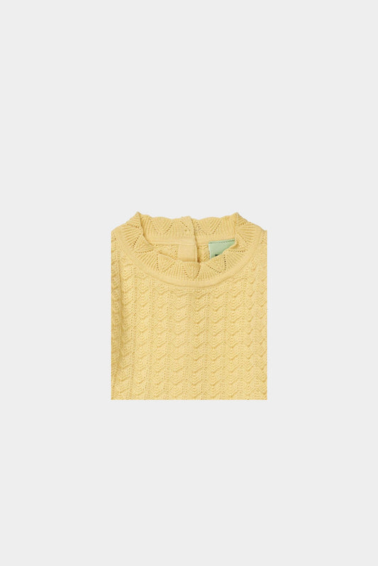 Organic Cotton Scallop Collar Short Sleeves Baby Dress Vanilla