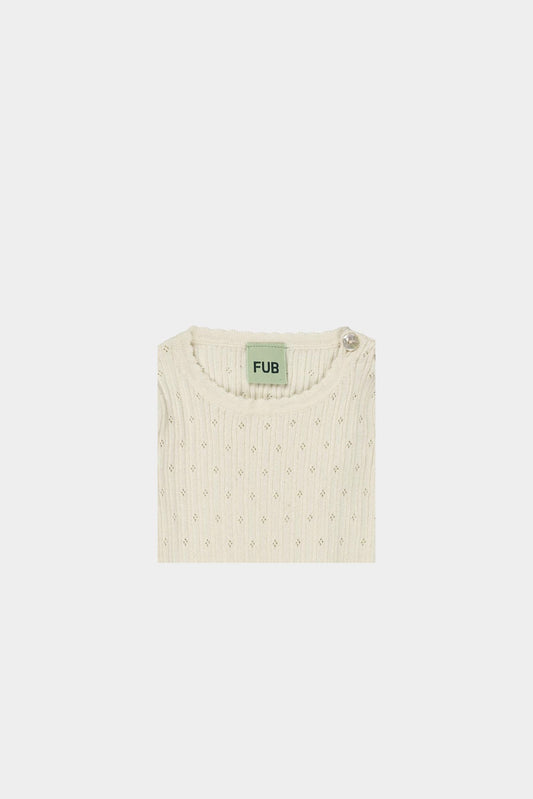 Organic Cotton Short Sleeves Baby Pointelle Bodysuit Ecru