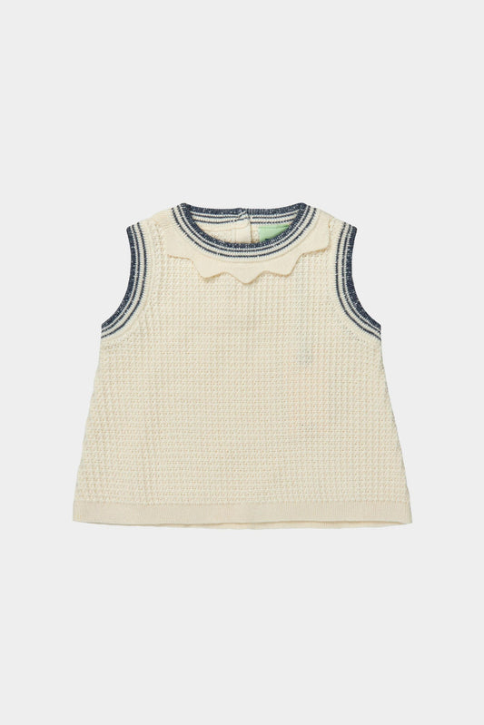 Organic Cotton Baby Sleeveless Structure Top Ecru