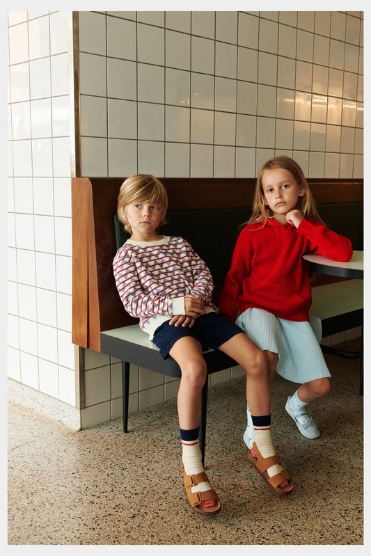 Organic Cotton Summer Checked Shorts Dark Navy