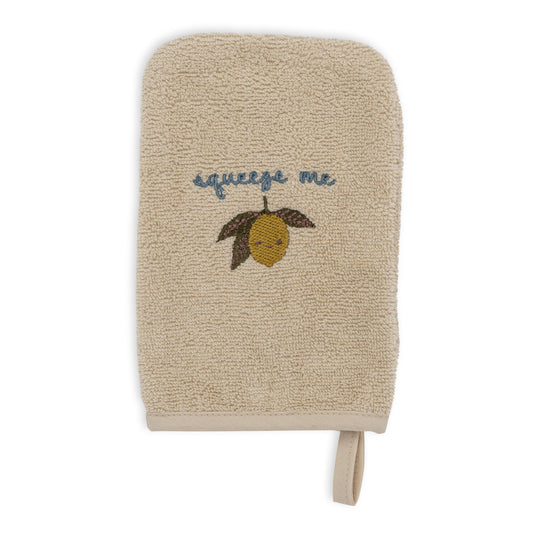 Embroidered Washcloths Set of 3 Lemon Beige