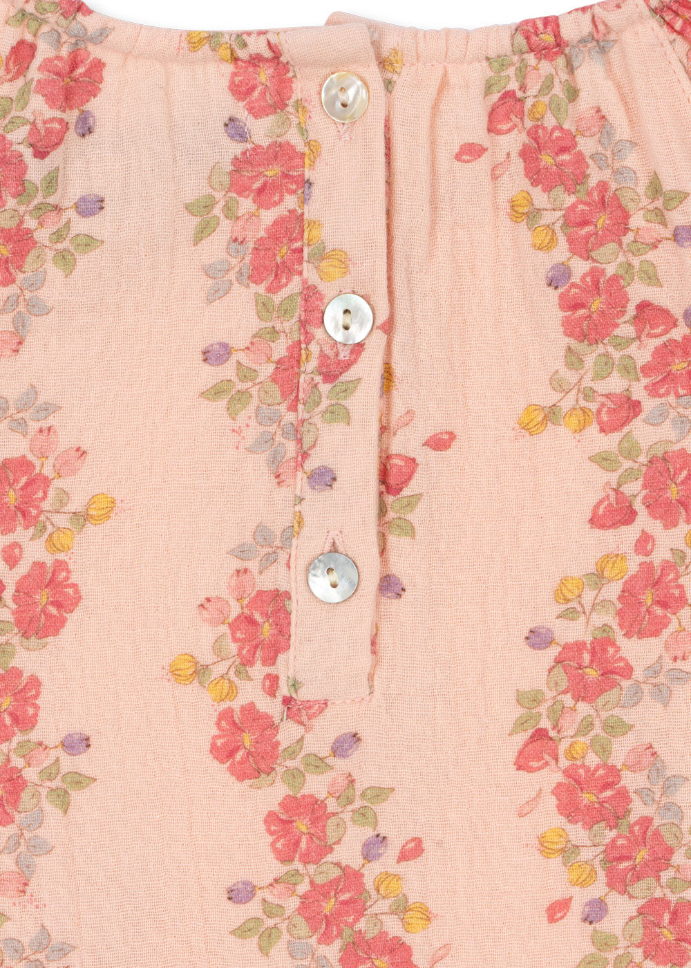 COCO Blouse Floral Ruffle Long Sleeves Organic Cotton Floria Pink