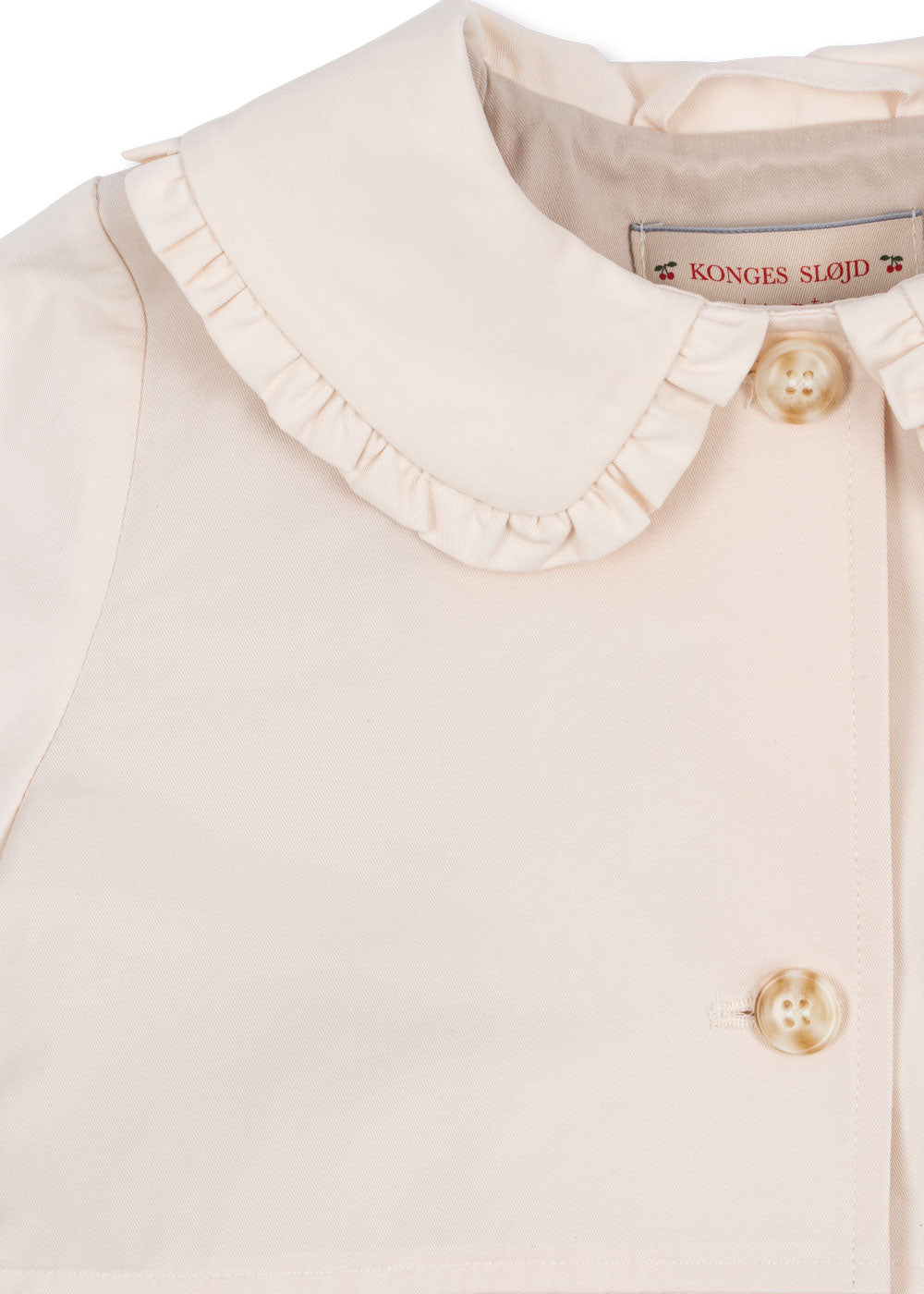 TRENCHY Cherry Embroidered Long Sleeves Collar Coat Soft Pink