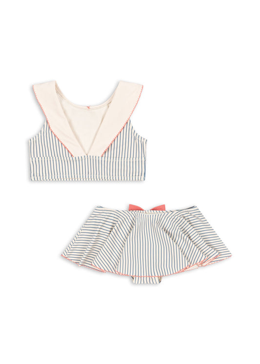 Girls Summer Swimwear GINA Sailor Striped Bikini Set with Bow Heart