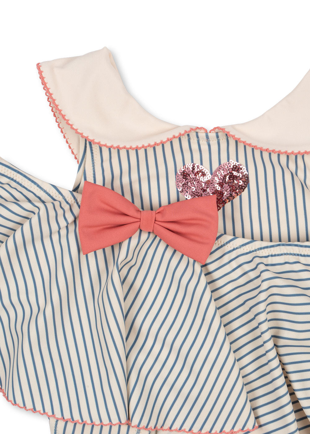 Girls Summer Swimwear GINA Sailor Striped Bikini Set with Bow Heart